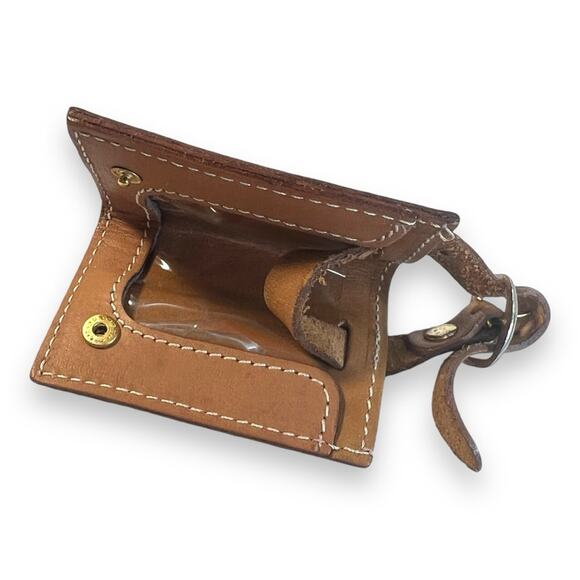 CHRISTIAN DIOR Vintage Tan Leather Luggage Tag 2x3” - Picture 7 of 13